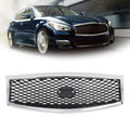 Front Upper Grille for Infiniti Q70 Q70L (2015–2019) Chrome with Camera Hole