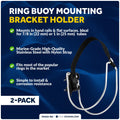 Set of 2 Stainless Steel Ring Buoy Mounting Bracket Holders for Rail/Flat Mount