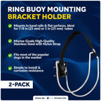 Set of 2 Stainless Steel Ring Buoy Mounting Bracket Holders for Rail/Flat Mount