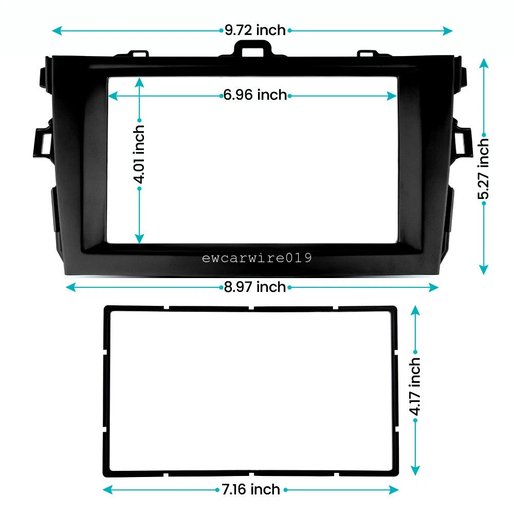 2 DIN Radio Stereo Install Mount Housing Dash Kit for Toyota Corolla (2009–2013)