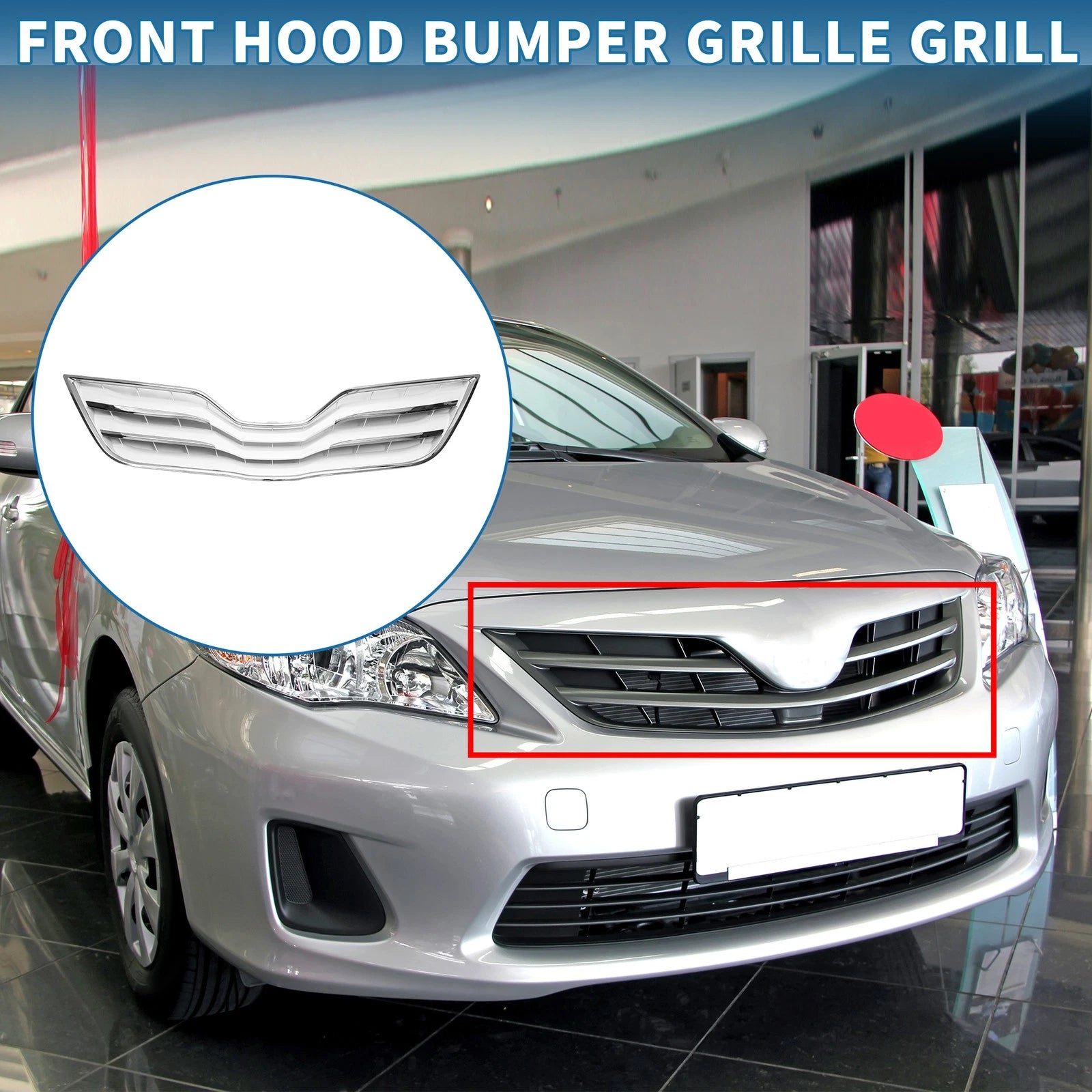Front Hood Bumper Grille for Toyota Camry (2010) Chrome Silver Tone