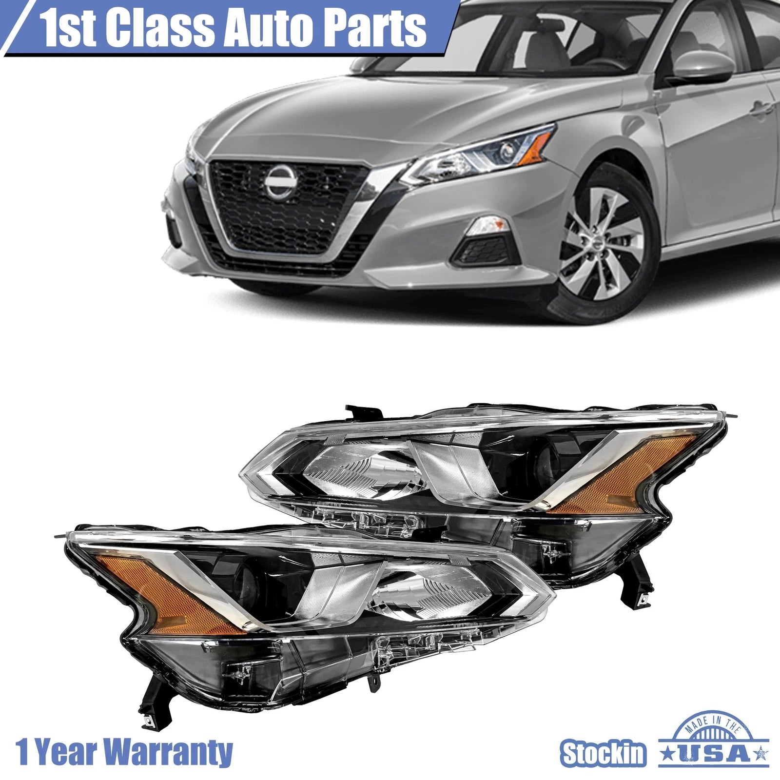 Set of 2 Headlight Headlamp for Nissan Altima (2019–2020)