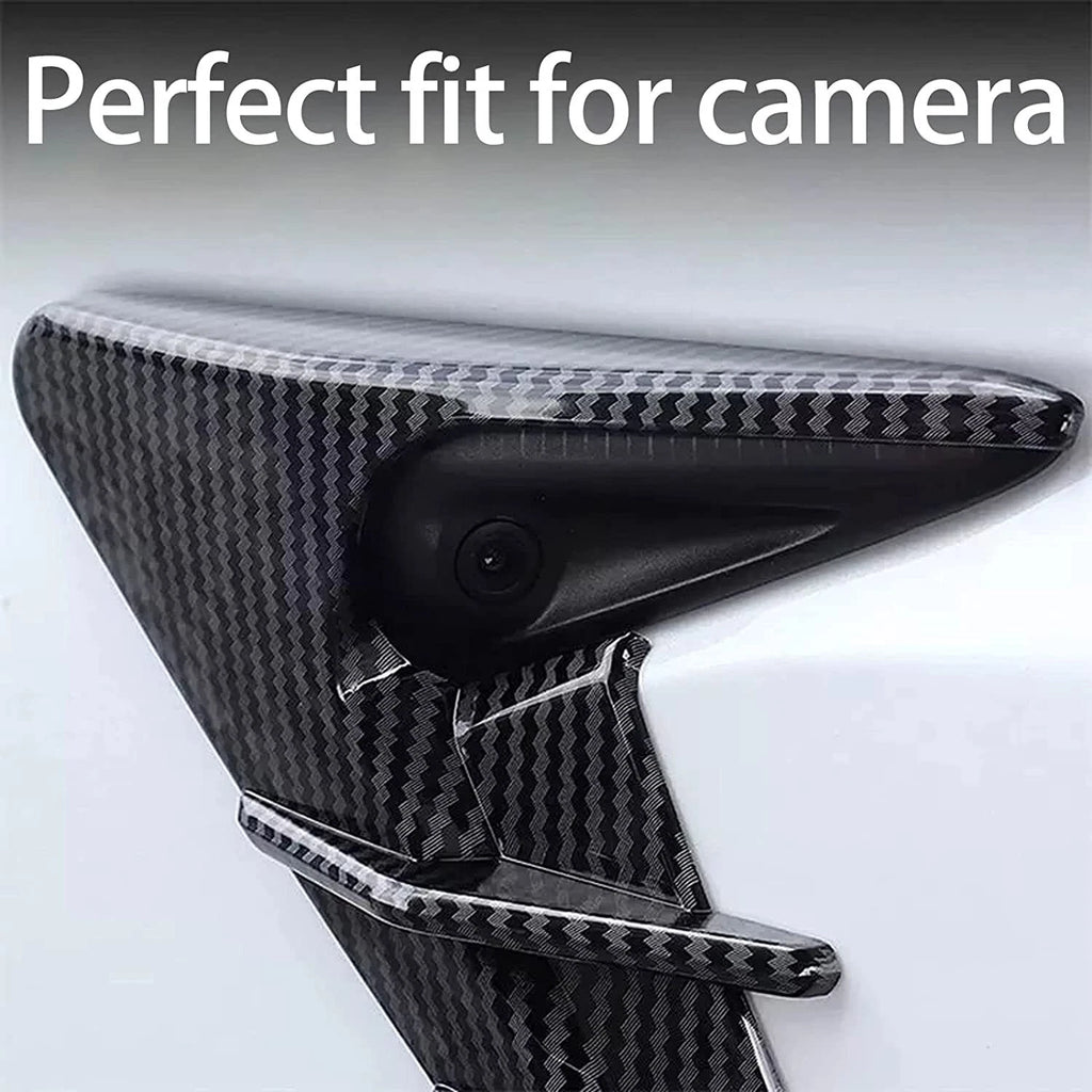 Gloss Carbon Fiber Side Fender Camera Cover Trims for Tesla Model 3 Y