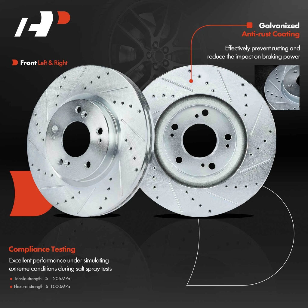 Front Drilled Rotors for Mitsubishi Outlander Lancer Jeep Compass