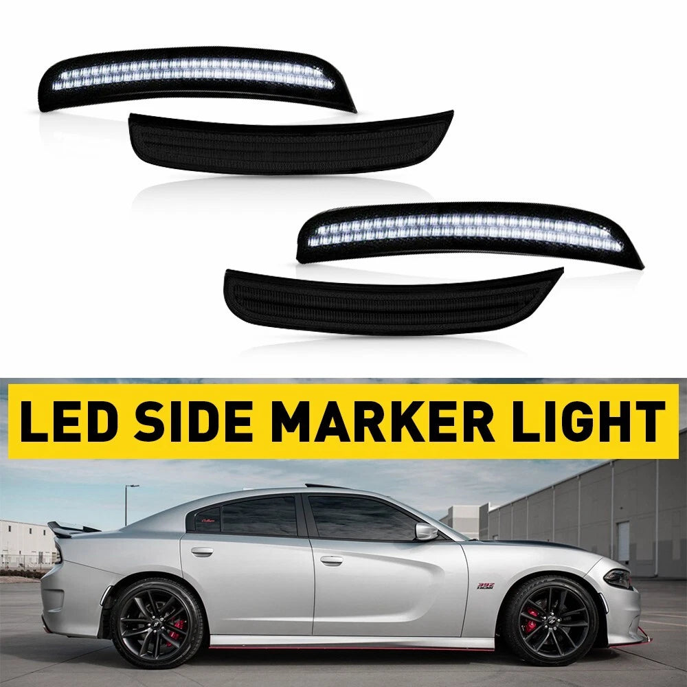 White LED Strip Side Marker Lights for Dodge Charger (2015–2022)