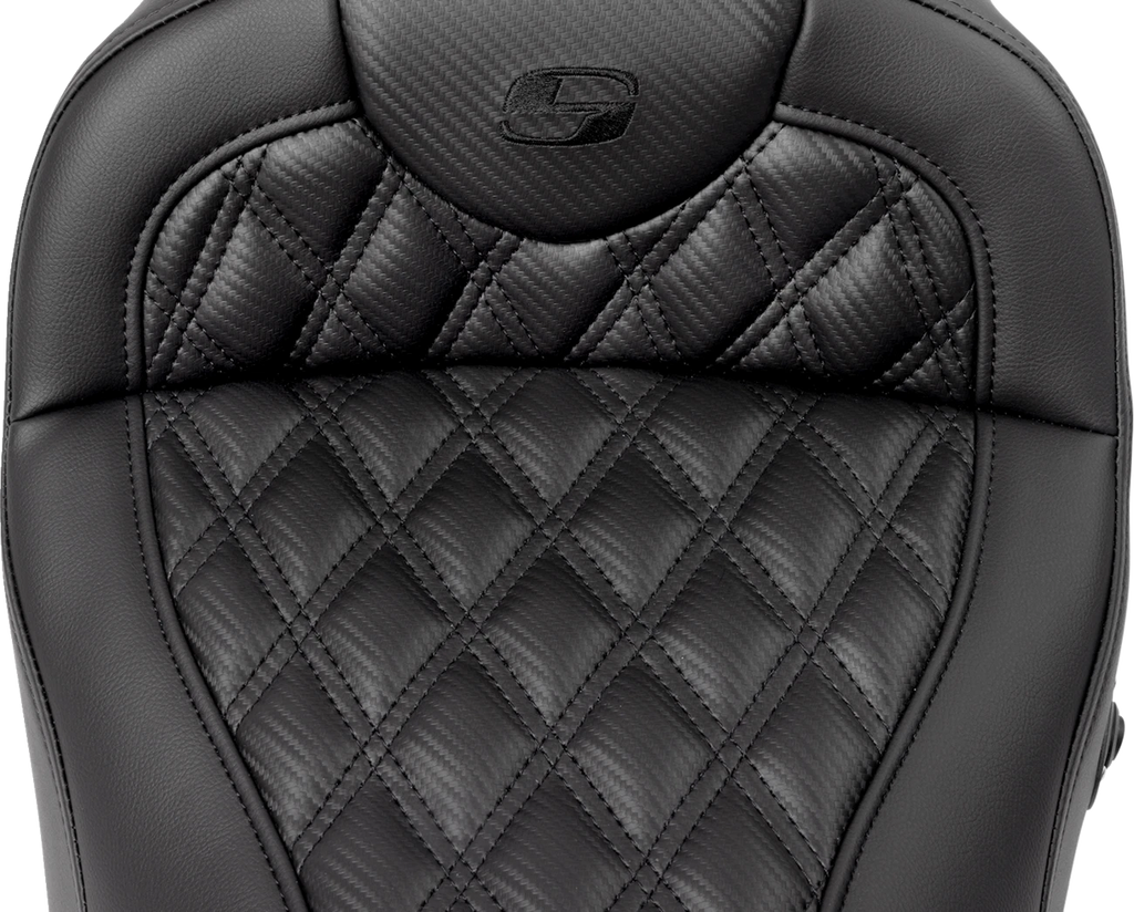 SADDLEMEN Roadsofa Seat for Harley FL (without Backrest, Lattice Stitch, Carbon Fiber)