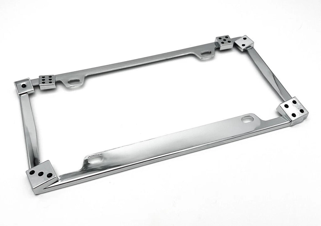 Chrome 3D Dice Metal License Plate Frame for Car Truck SUV (Universal)