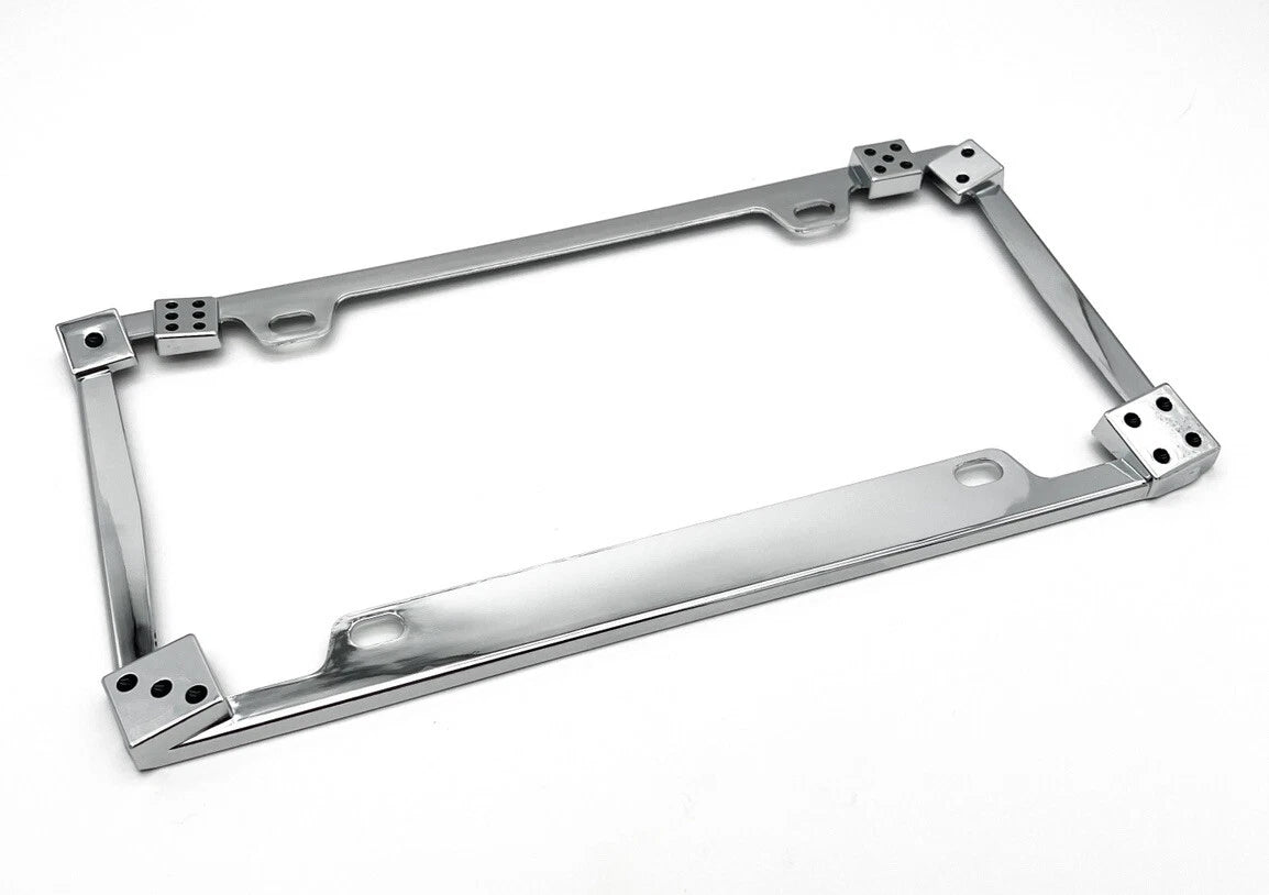 Chrome 3D Dice Metal License Plate Frame for Car Truck SUV (Universal)