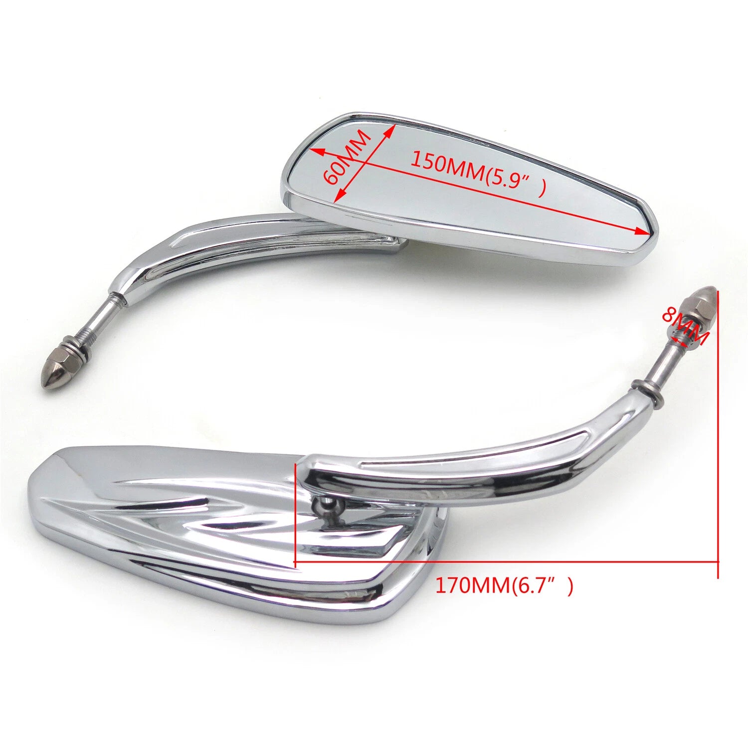 Chrome 8mm Rear View Side Mirrors for Harley Touring Road Glide Electra