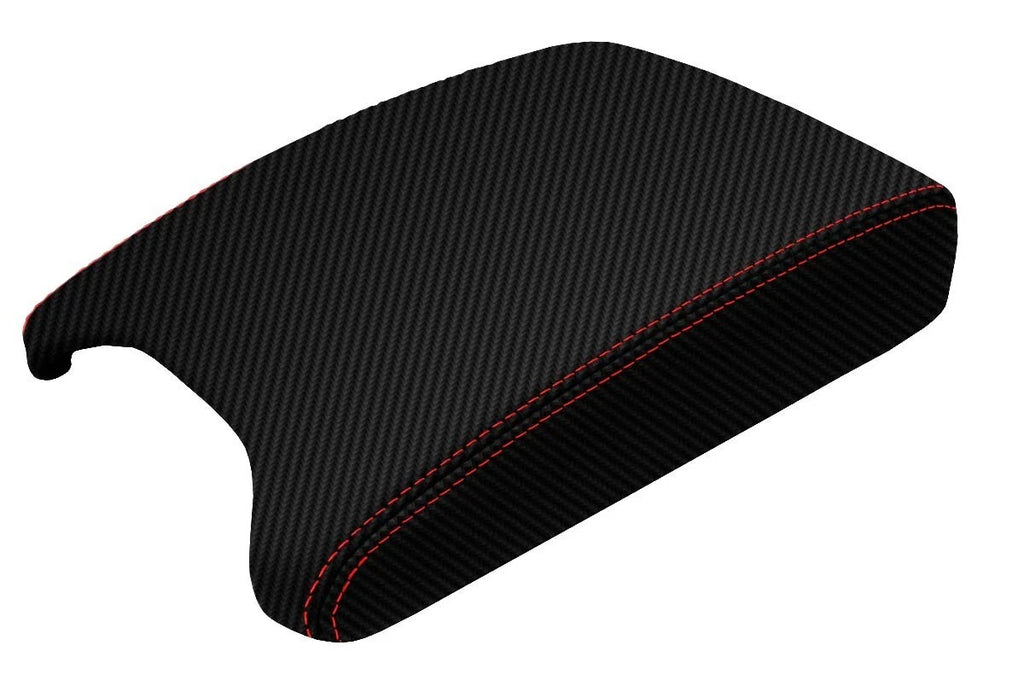 Console Lid Armrest Cover for BMW X5 E53 (2000–2006) Carbon Fiber Red Stitch
