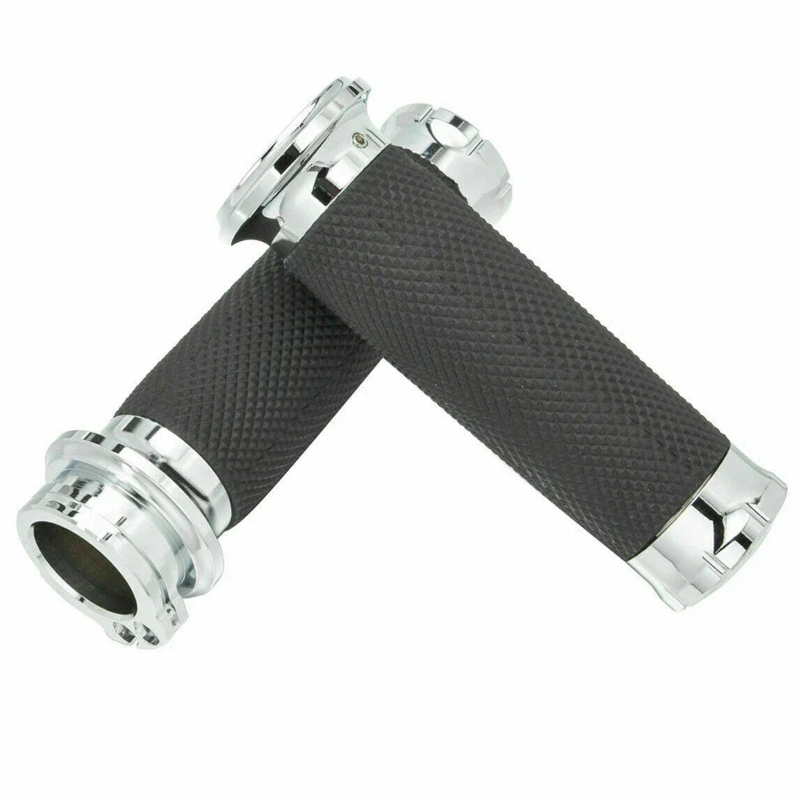 25mm Chrome Handlebar Hand Grips for Harley Sportster, Dyna, Softail (2004-2023)