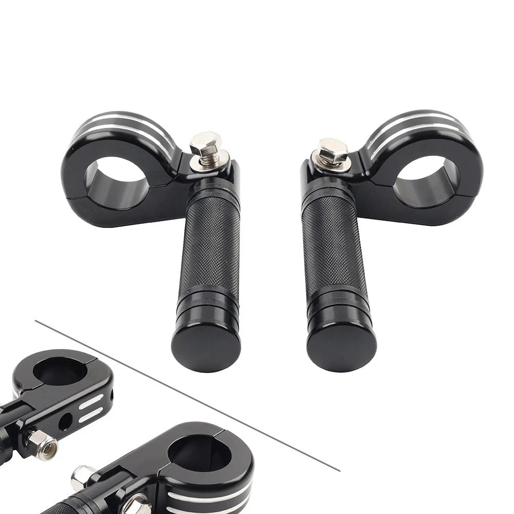 2X Black Chrome Engine Guard Bar Foot Pegs for Harley