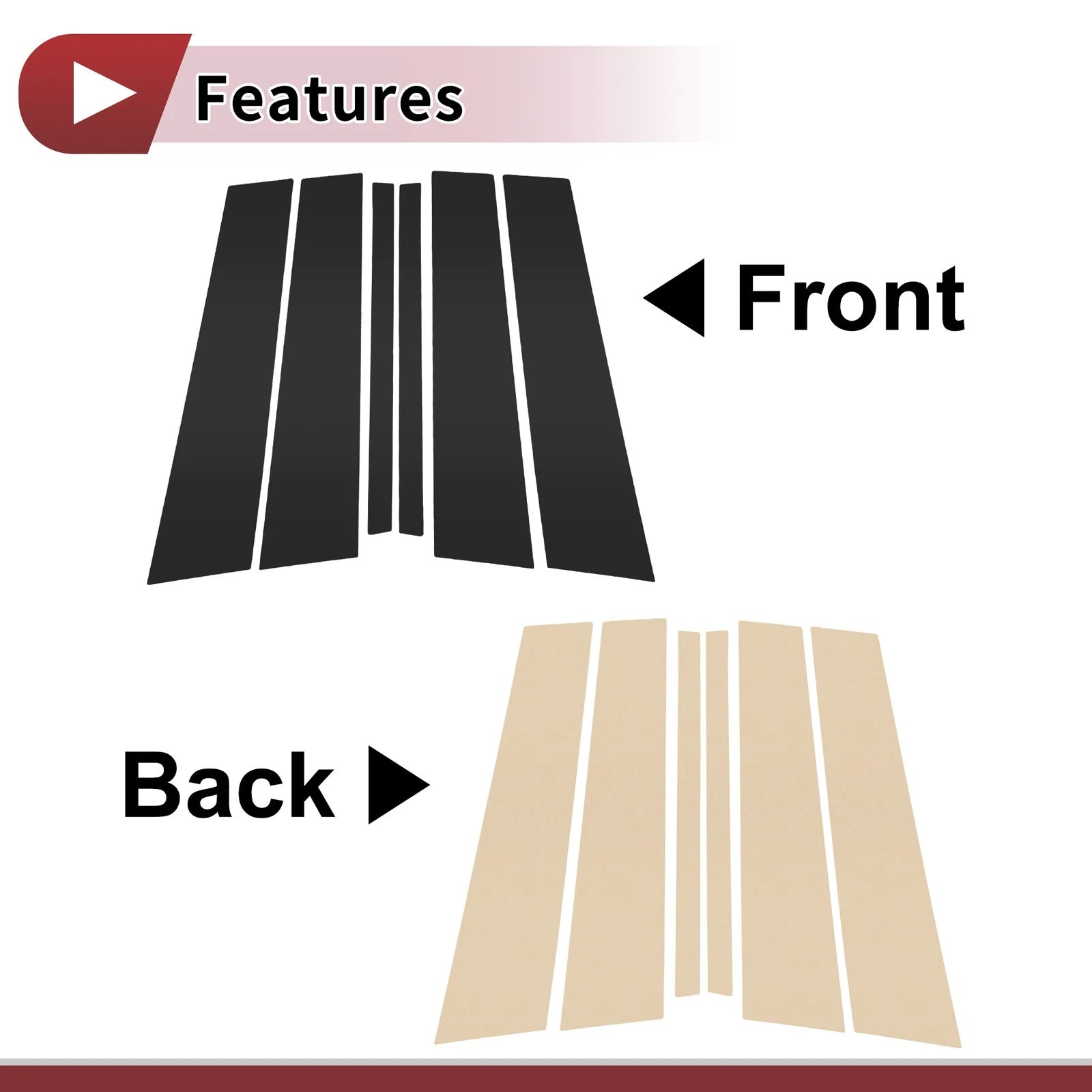 6 Pcs Car Door Pillar Window Trim for Mercedes-Benz M-Class (2012–2015) Black