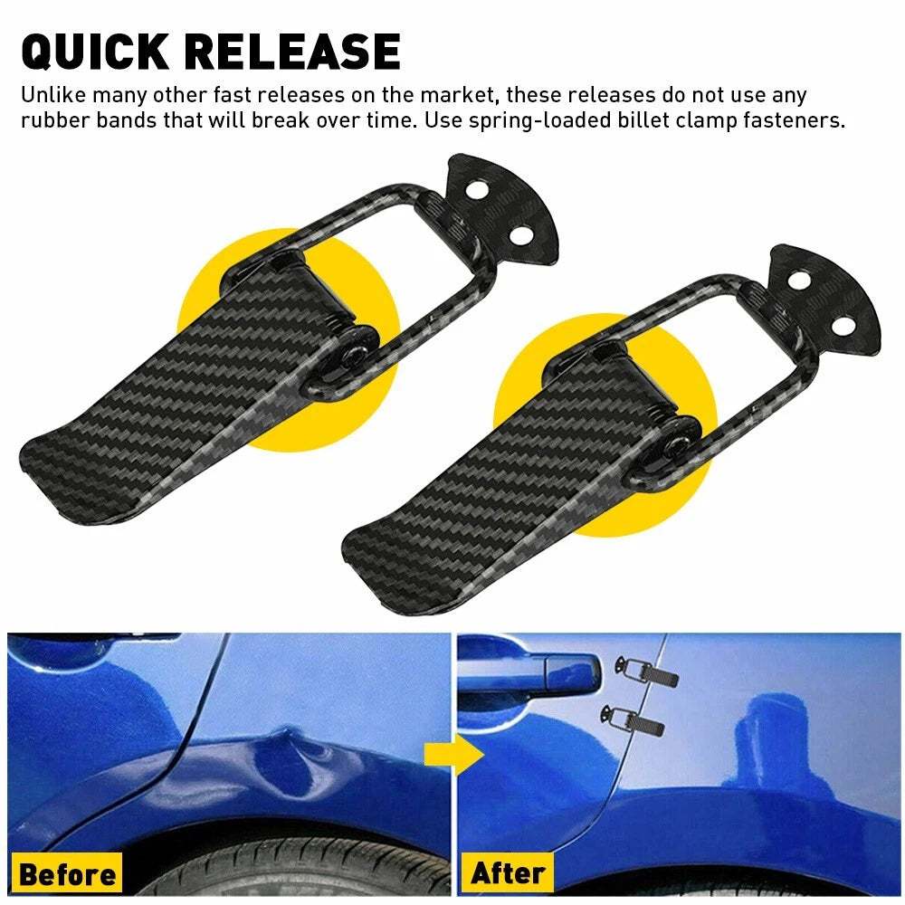 2X Quick Release Bumper Hatch Buckle Fasteners for Auto Car (Carbon Fiber)