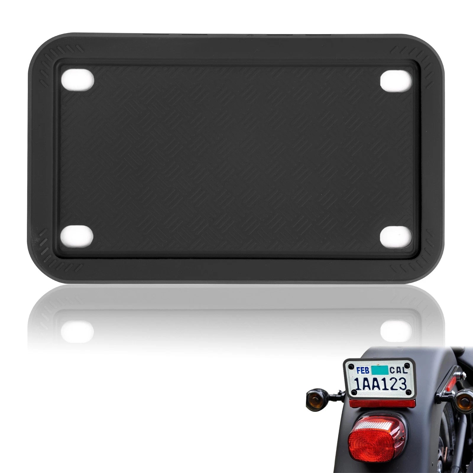 Rust-Proof Silicone License Plate Frame for Black Motorcycle (Universal) (2015–2025)
