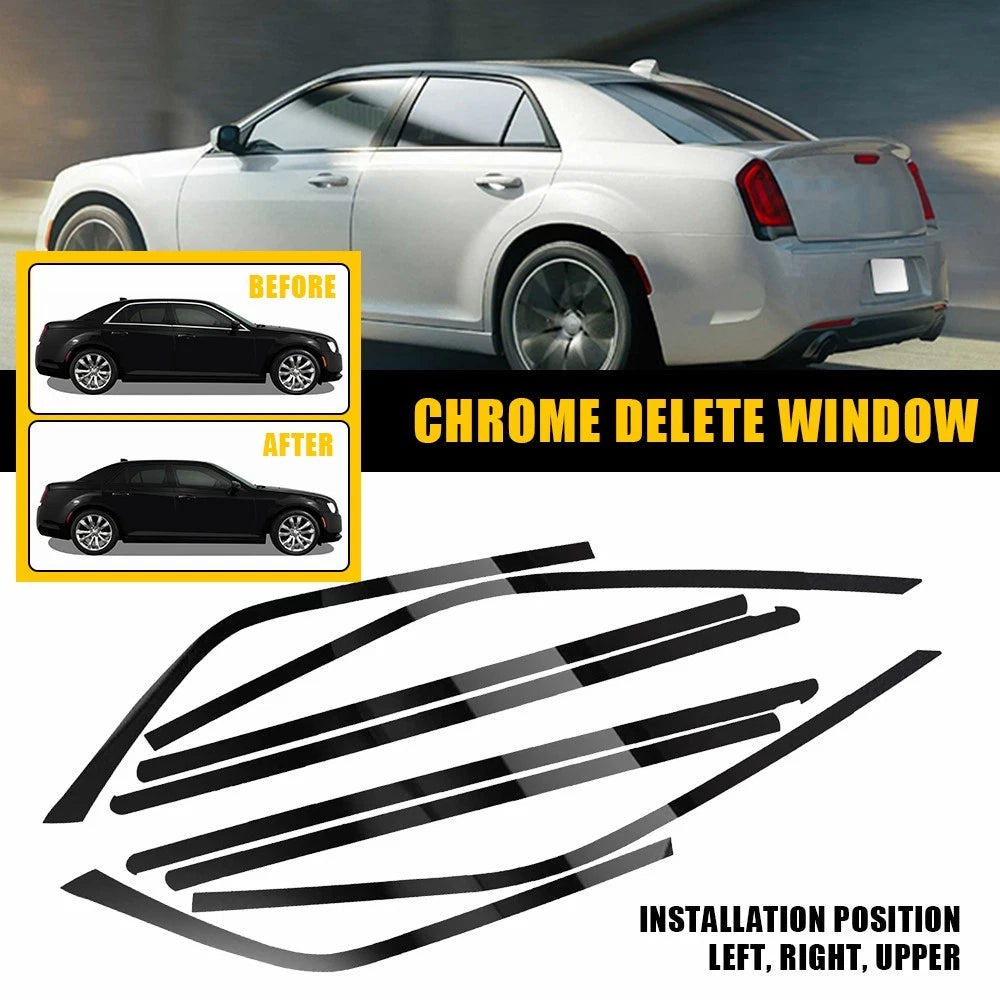 8Pcs Window Stickers for Chrysler 300 (2011–2023) Black Decals