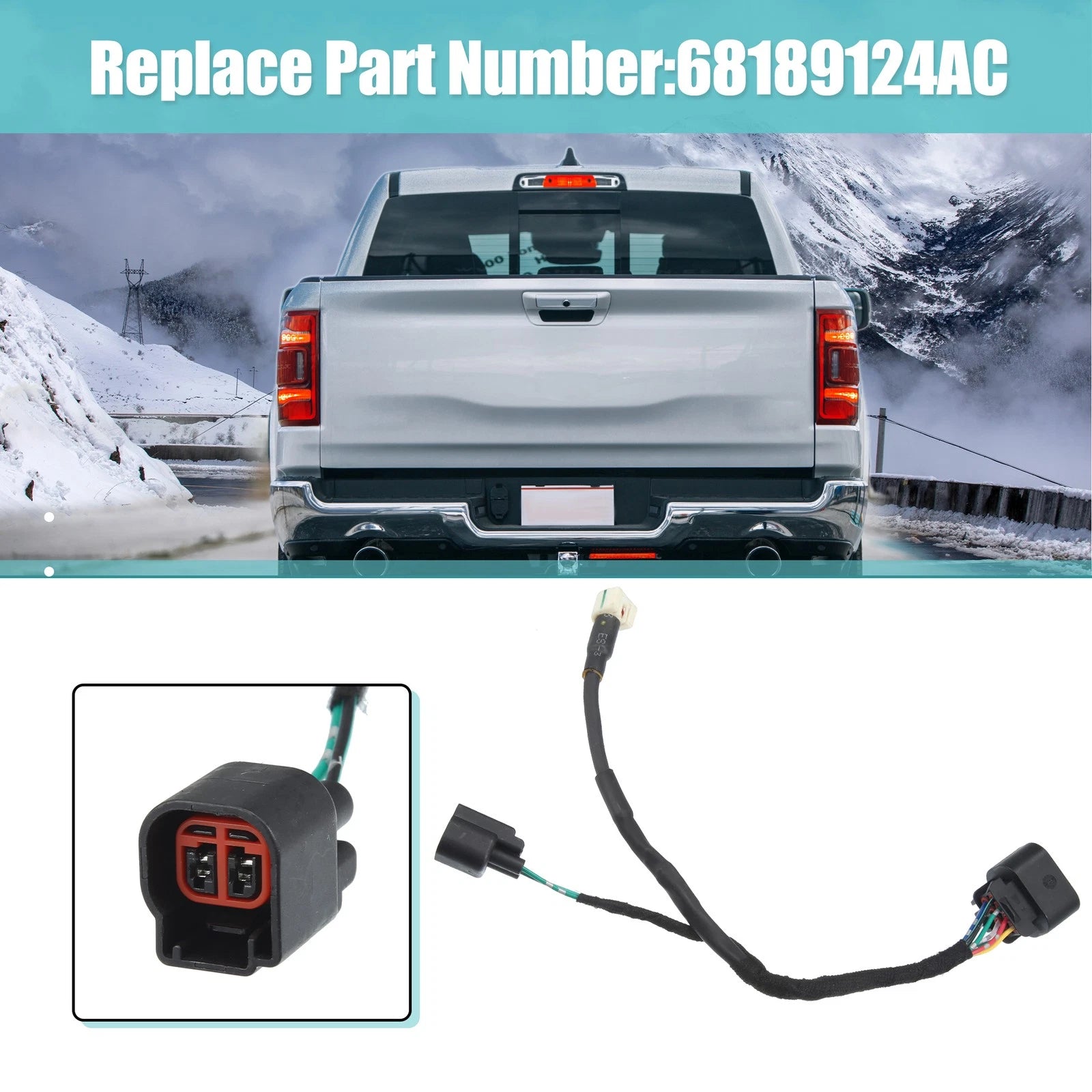 Car Camera Wiring Harness 68189124AC for Dodge Ram 1500 2500 3500 (2013–2017)