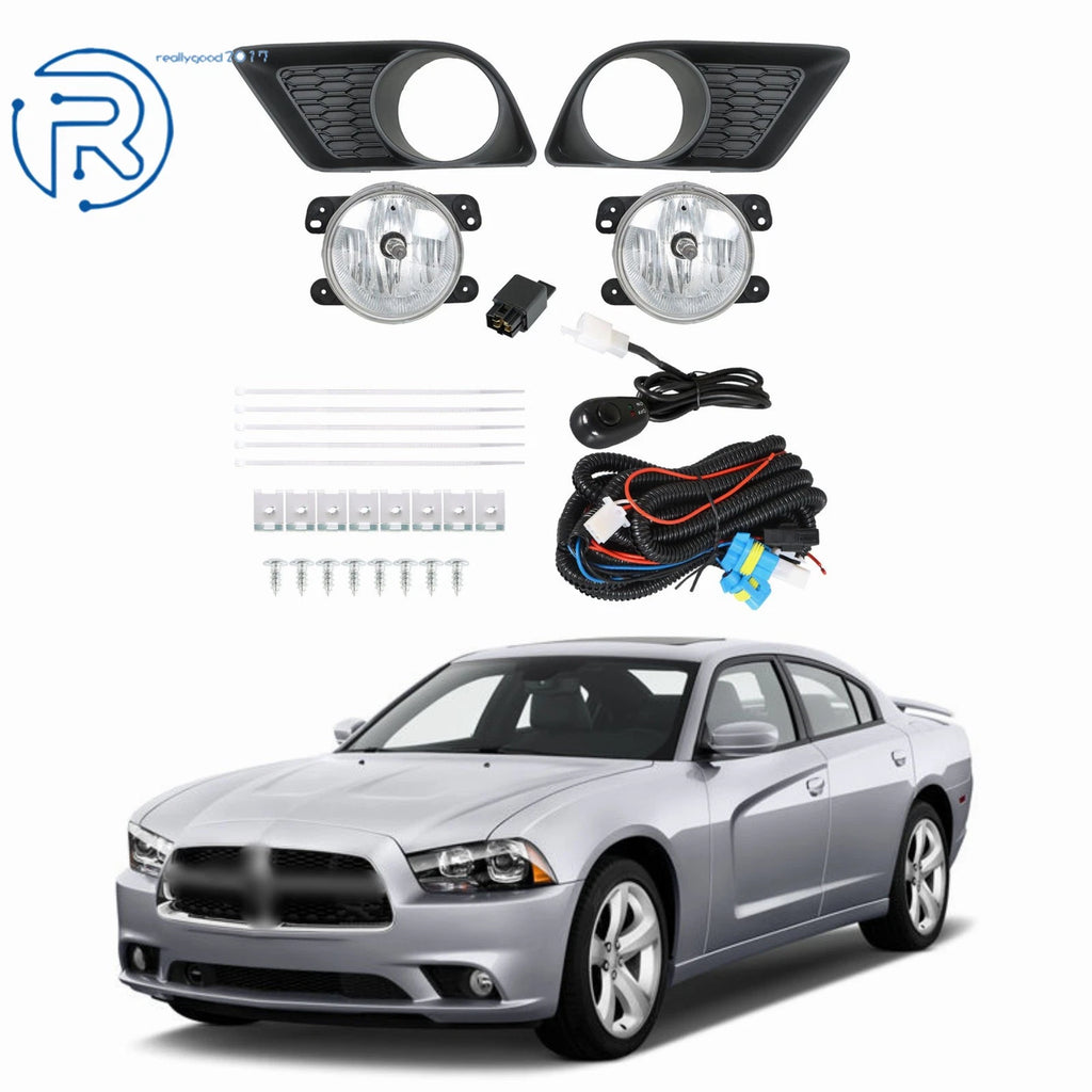 Pair of Fog Light Lamp Assembly w/Cover Bulb+Switch Kits for Dodge Charger (2011–2014)