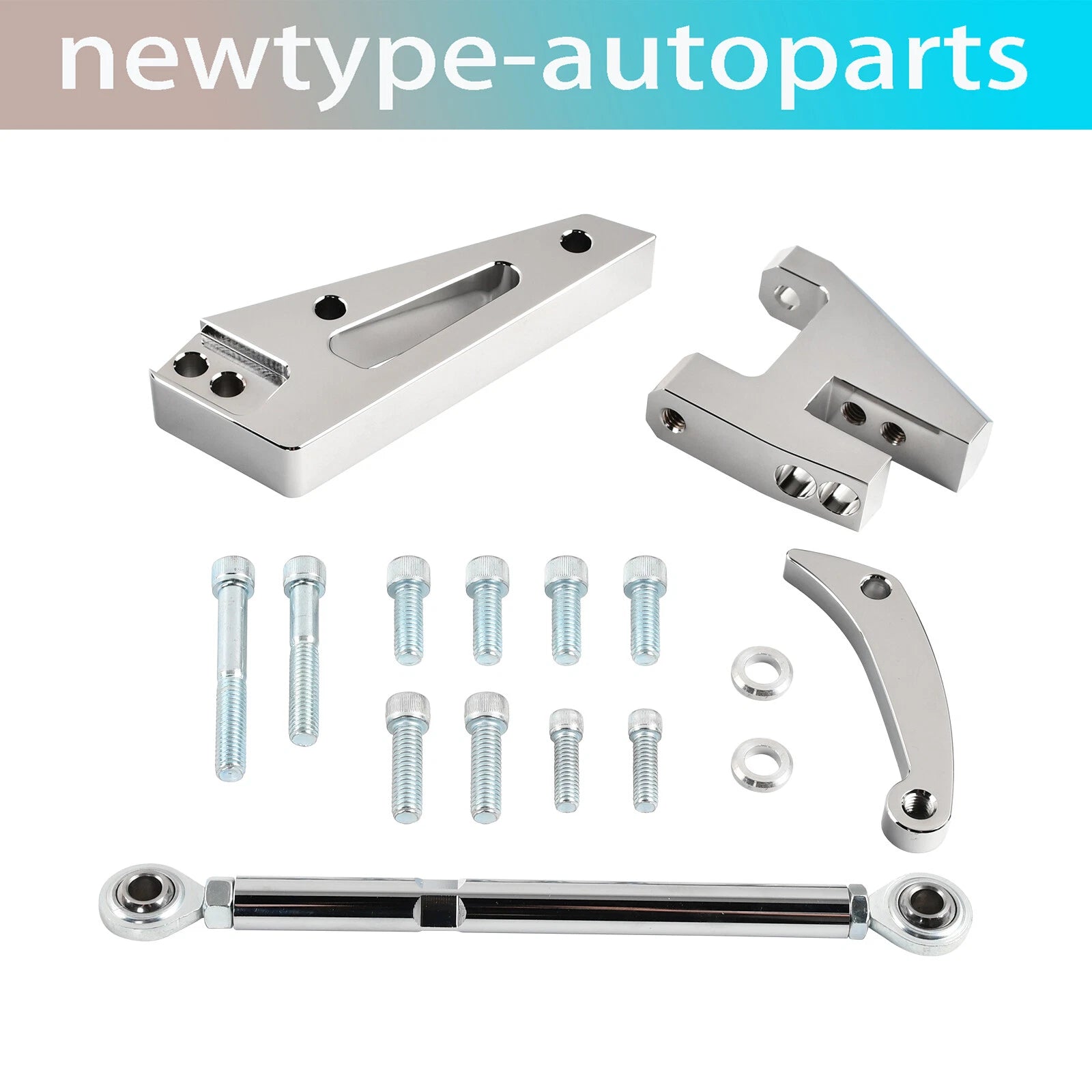 Chrome Aluminum Alternator Bracket Kit for SBC Small Block Chevy (1970–1985)