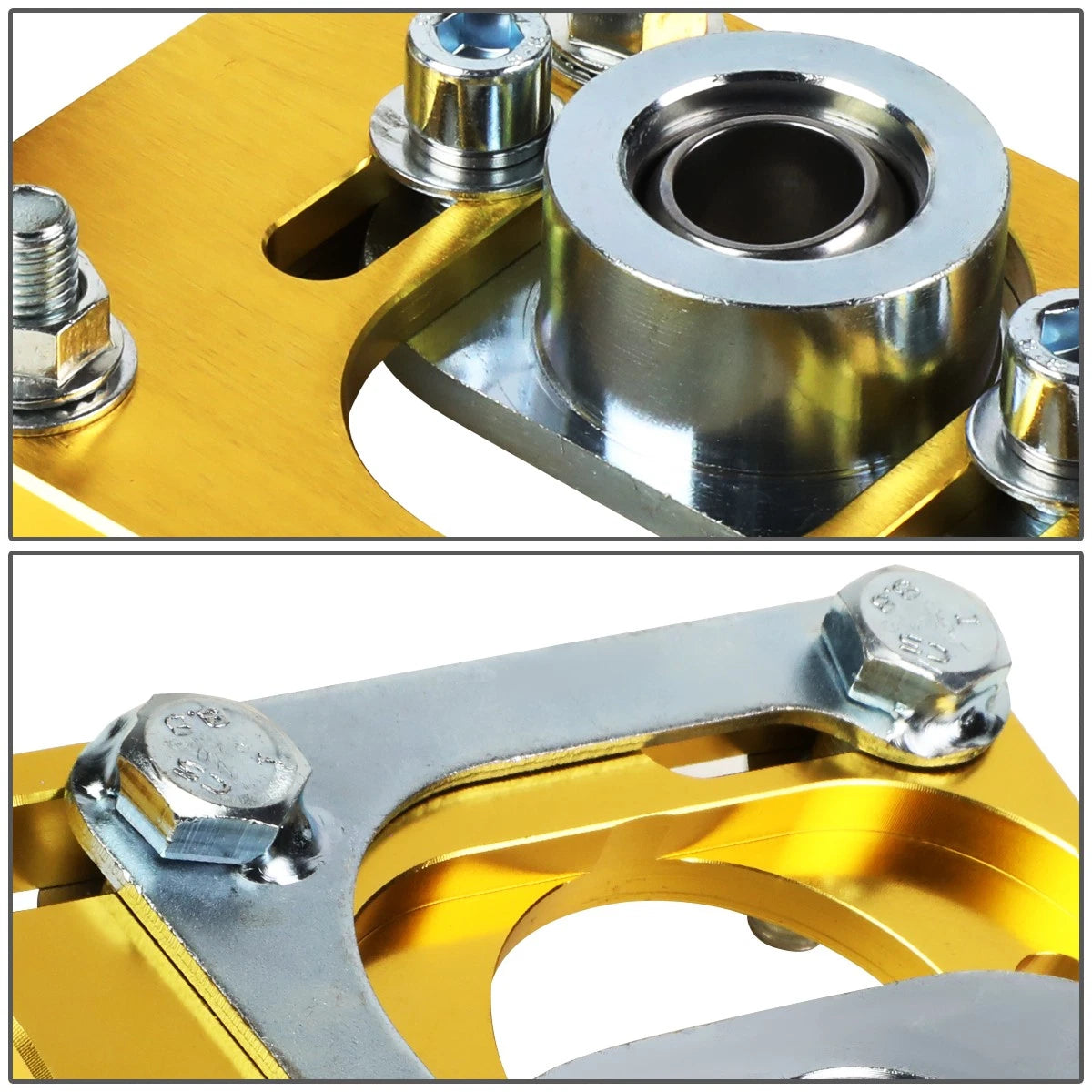 Adjustable Camber Caster Plates for Ford Mustang (1994–2004) - 2.5" Gold