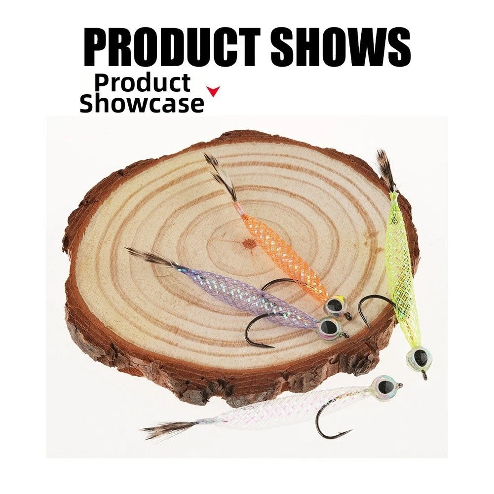 Fly Fishing Lure with Flash Body Tube, Natural Feather Tail, 3D Eyes