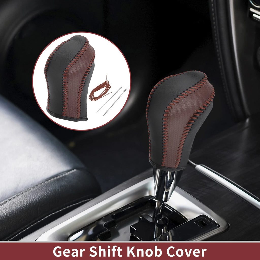 1 Pc Gear Shift Knob Cover for Nissan Maxima (2016–2023) Brown Faux Leather