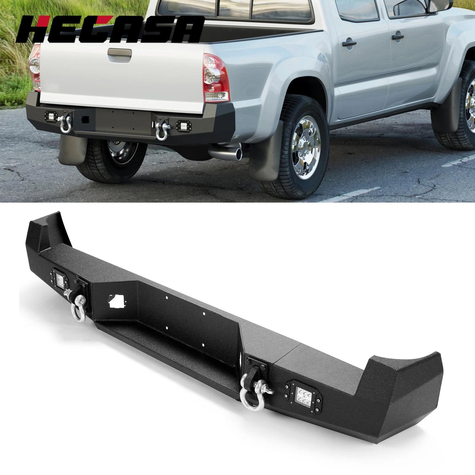 Steel Rear Bumper for Toyota Tacoma (2005–2015) W/LED Lights & D-Rings