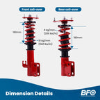 BFO Coilovers Shock Struts Kit for Subaru Impreza WRX GC8 (1993–2001)