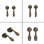 Set of 10 Antique Bronze Drop Handle Pulls for Cabinets and Dressers