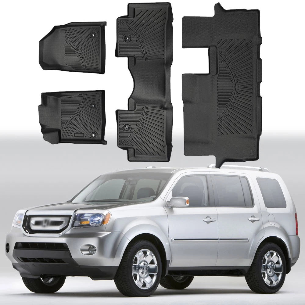 Set of 2 Front and Rear Floor Mats for Honda Pilot (2009–2015) TPE