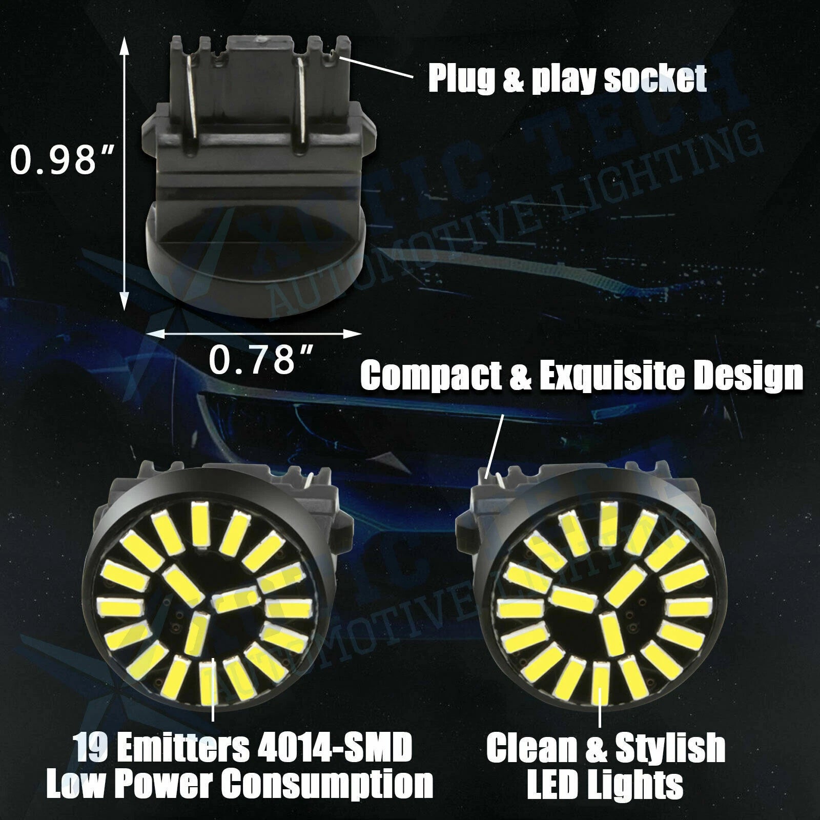2PCS White LED Backup Reverse Lights for Ford F-150 (1991-2017)