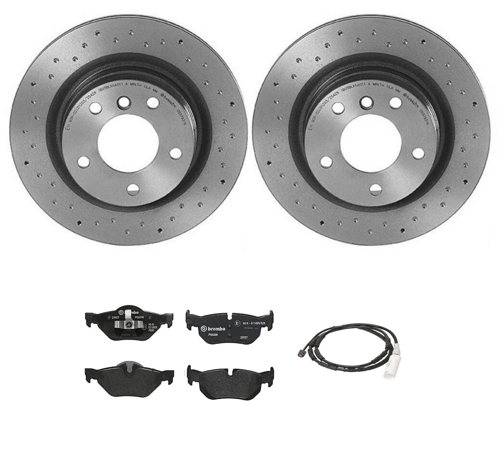 Brembo Rear Brake Kit for BMW 328i E90 E92 (2007–2013) - Low-Met Pads, Drilled Rotors