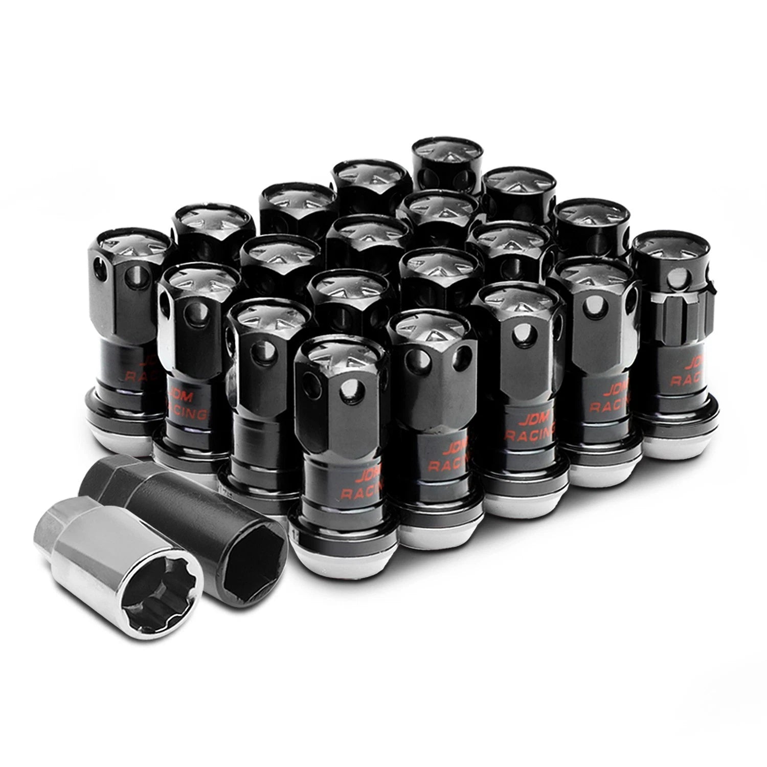 Set of 16 Aluminum Silver Lug Nuts + Adapter M12x1.25 for Rims