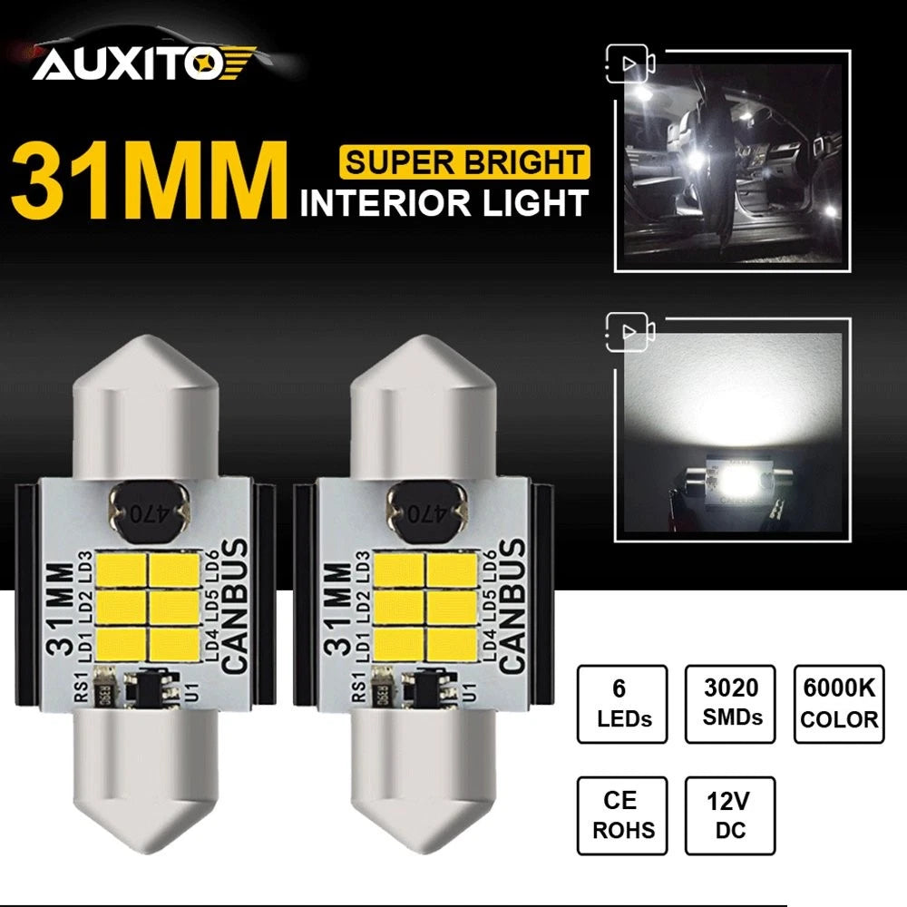 AUXITO 31MM DE3175 LED Interior Dome Light Bulb for Honda Nissan (AT)