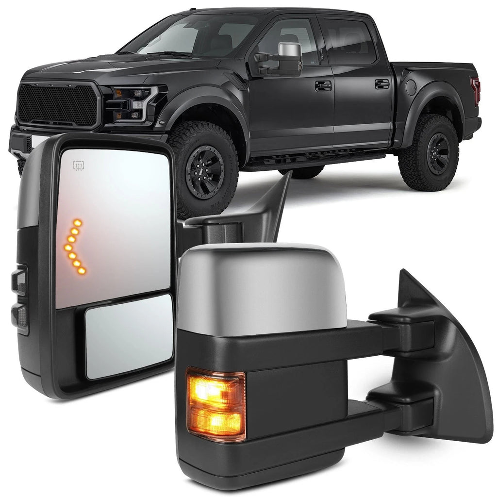 Chrome Power Heated Tow Mirrors for Ford F250-F550 (2003–2007)