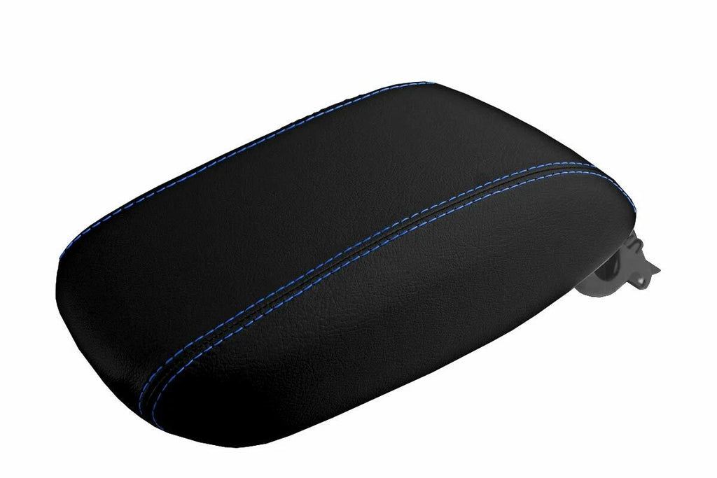 Leather Console Lid Armrest Cover for Dodge Dart (2013–2016) Blue Stitch