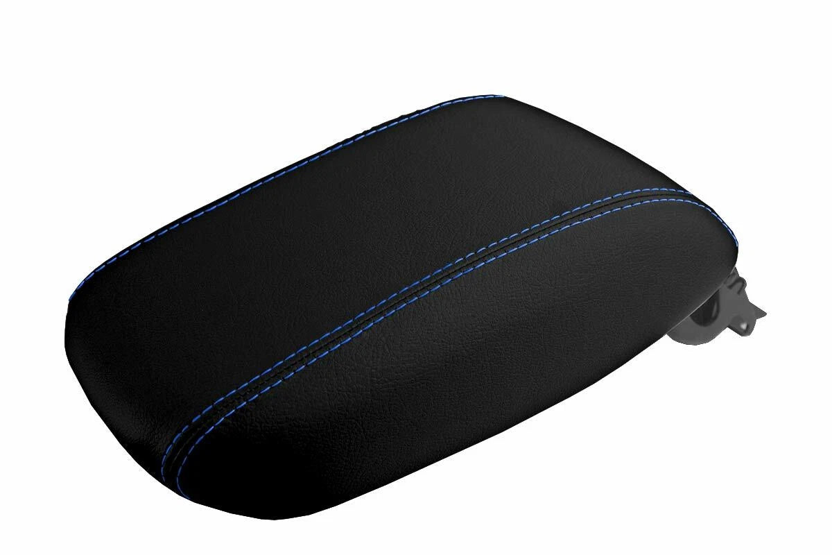 Leather Console Lid Armrest Cover for Dodge Dart (2013–2016) Blue Stitch