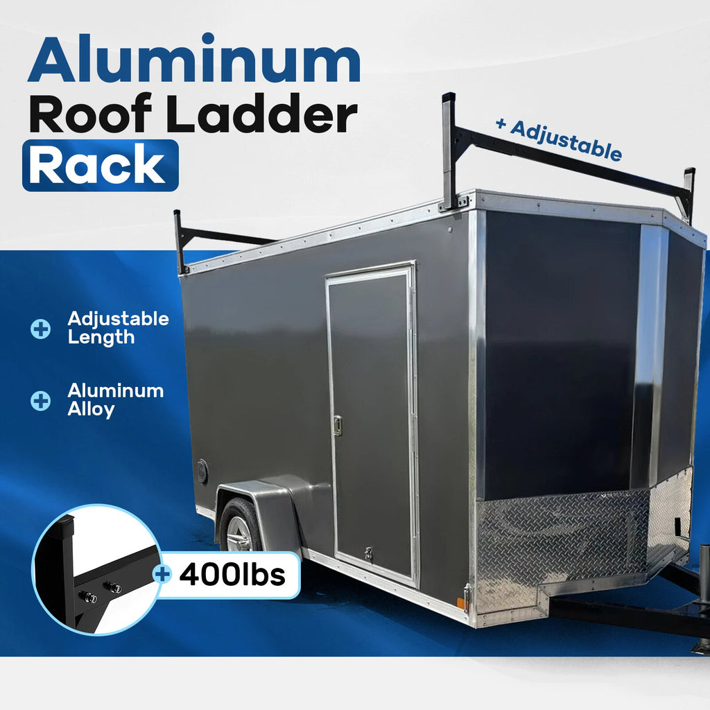 Adjustable Ladder Roof Rack for Enclosed Trailers Cargo Vans Trucks (72"-108")