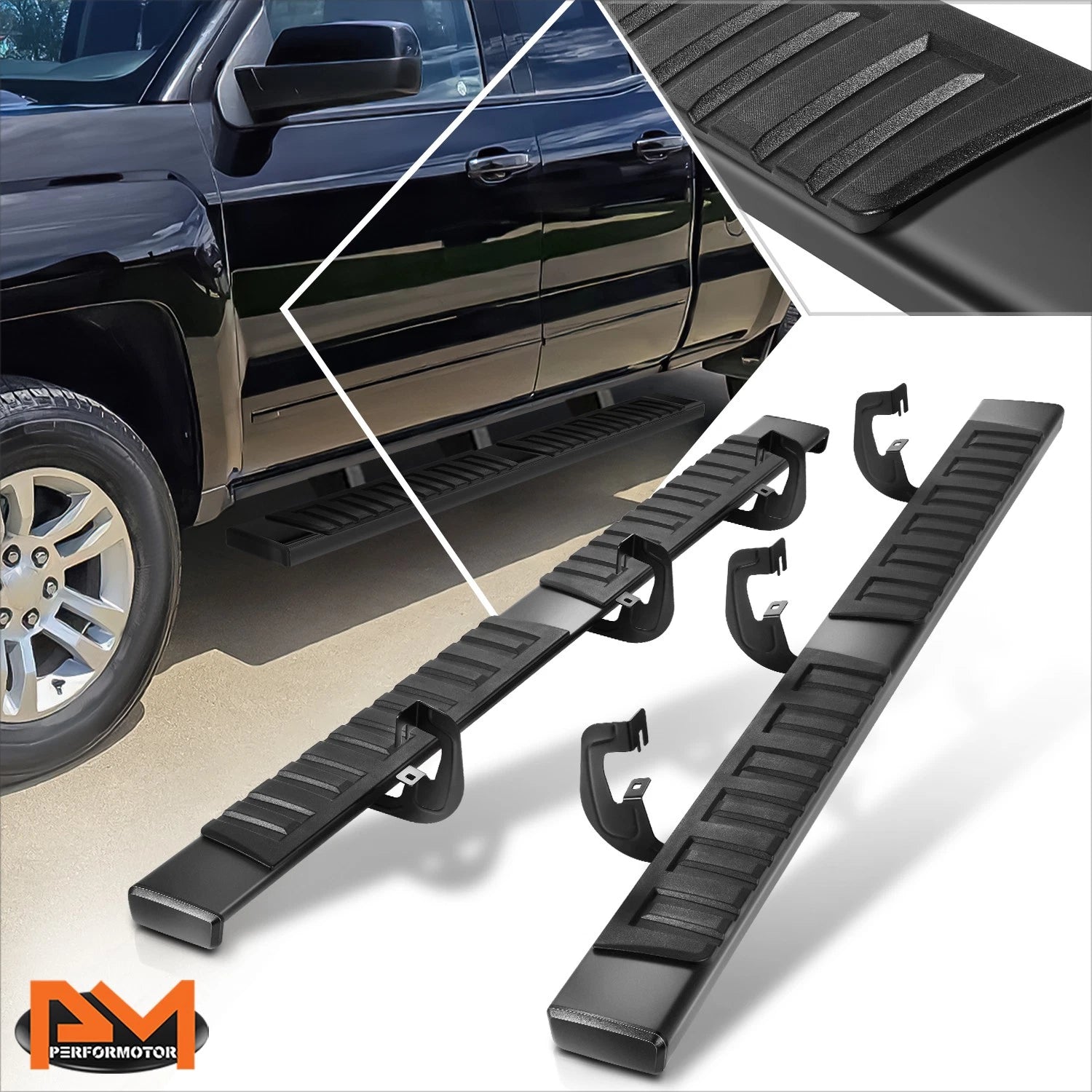 Set of 2 Step Bar Running Boards for Silverado/Sierra 1500-3500 HD (2007–2019)