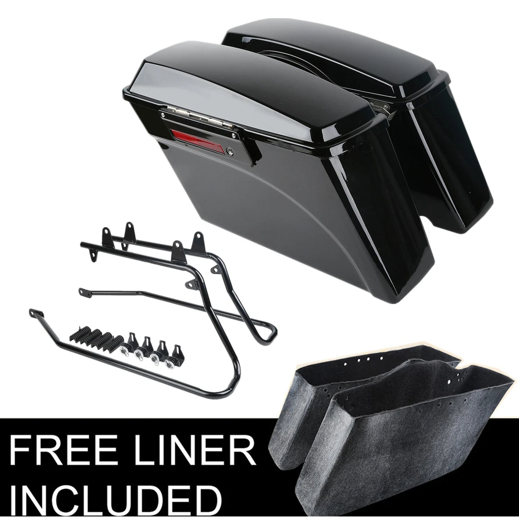 Black Hard SaddleBags & Conversion Bracket for Harley Softail Breakout (1984–2017)