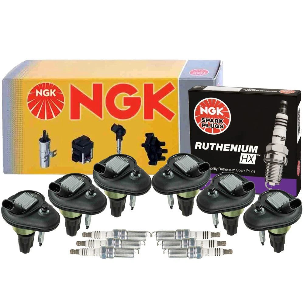NGK 1 Ignition Coil & 6 Ruthenium HX Spark Plugs for Buick Chevy GMC