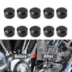 10x Engine Bolt Topper Caps Cover Black for Harley Dyna Softail