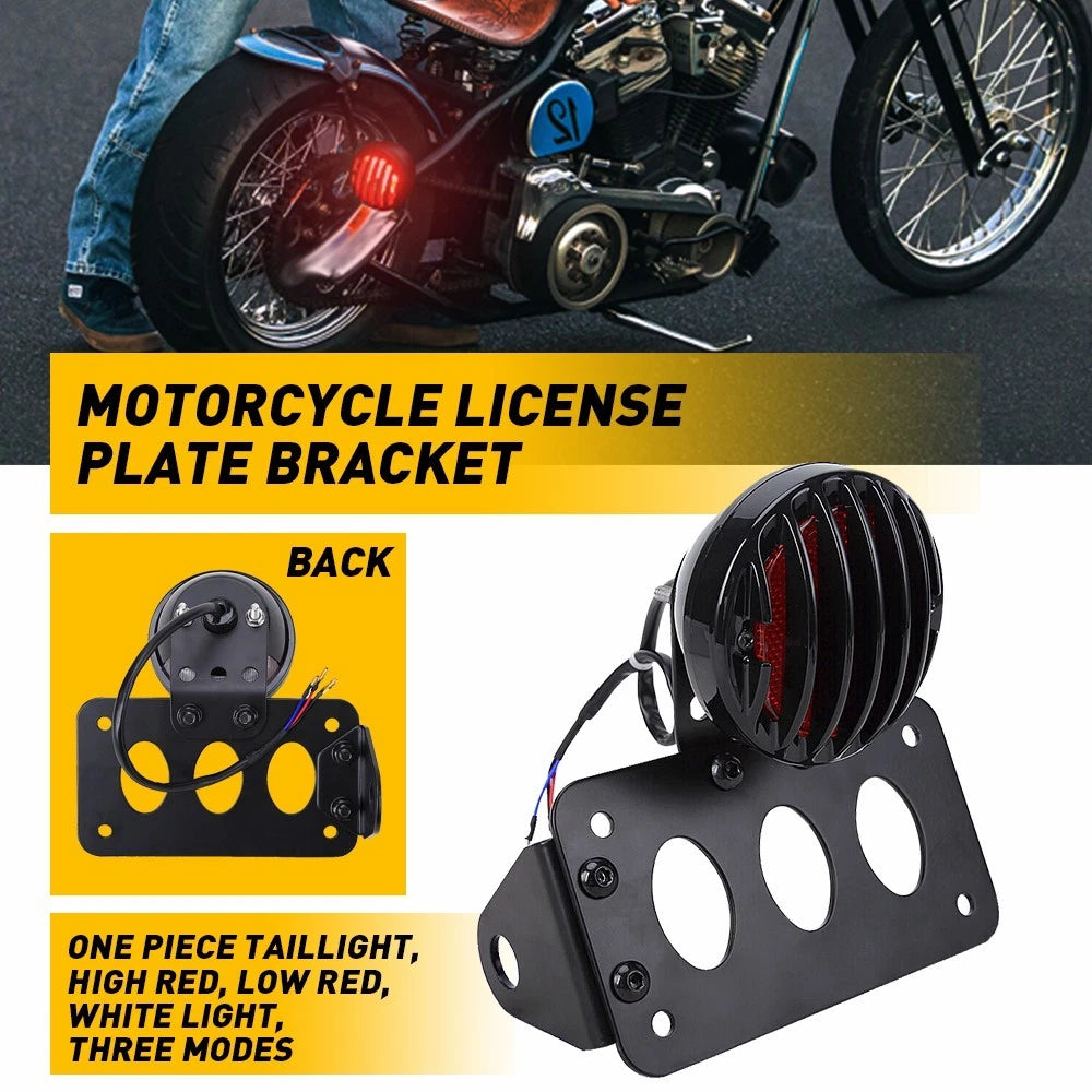 License Plate Mount Holder with LED Brake Tail Light for Motorcycle Bike