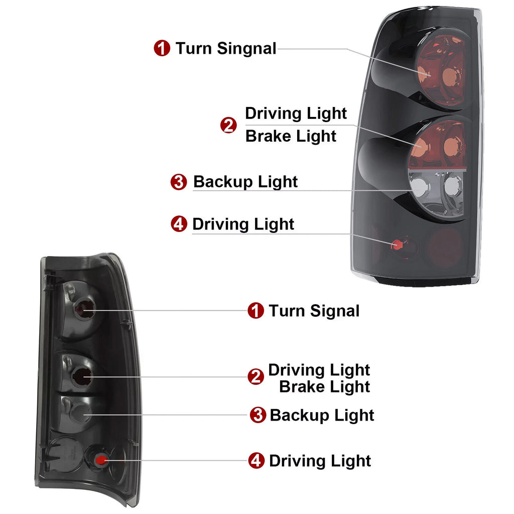 Smoke Tail Lights Pair for Chevy Silverado 1500 2500 3500 GMC Sierra (1999–2006)