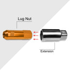 Set of 20 M12X1.5 Orange JDM Open End Conical Wheel Lug Nuts + Extension 20mm