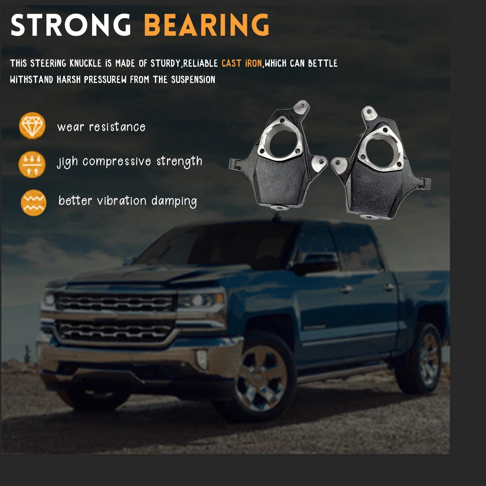 2" Drop Lowering Spindles for Chevy Silverado 1500 GMC Sierra 1500 Yukon (2007-2016)