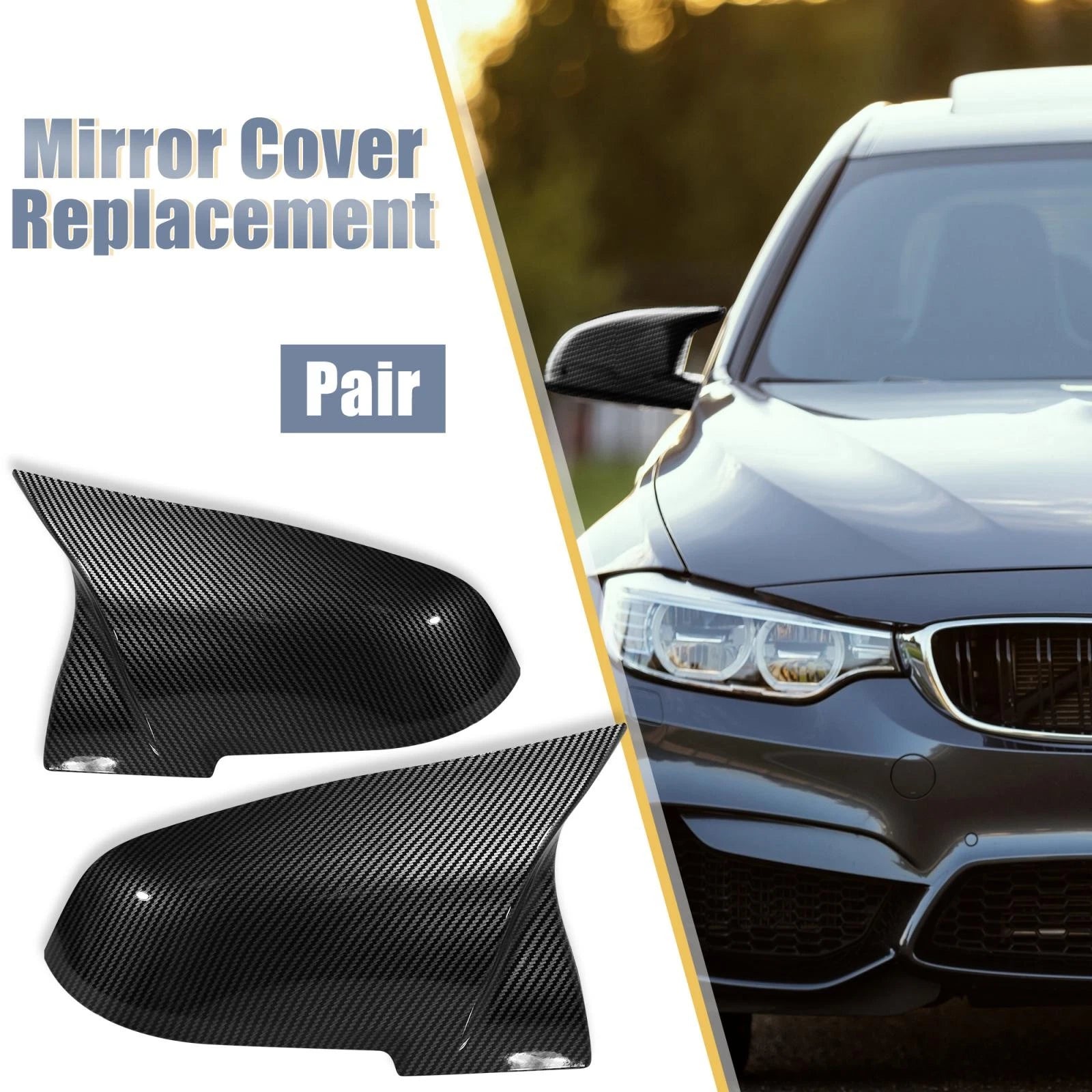 Pair of Carbon Fiber Pattern Rear View Mirror Covers for BMW F20 F22 F23 F30 (2012–2019) 745065025345