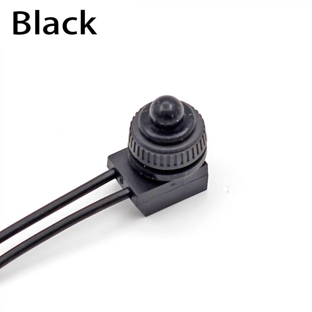 12V Latching Push Button Switch for Automotive (Waterproof, Black/Red Leads)