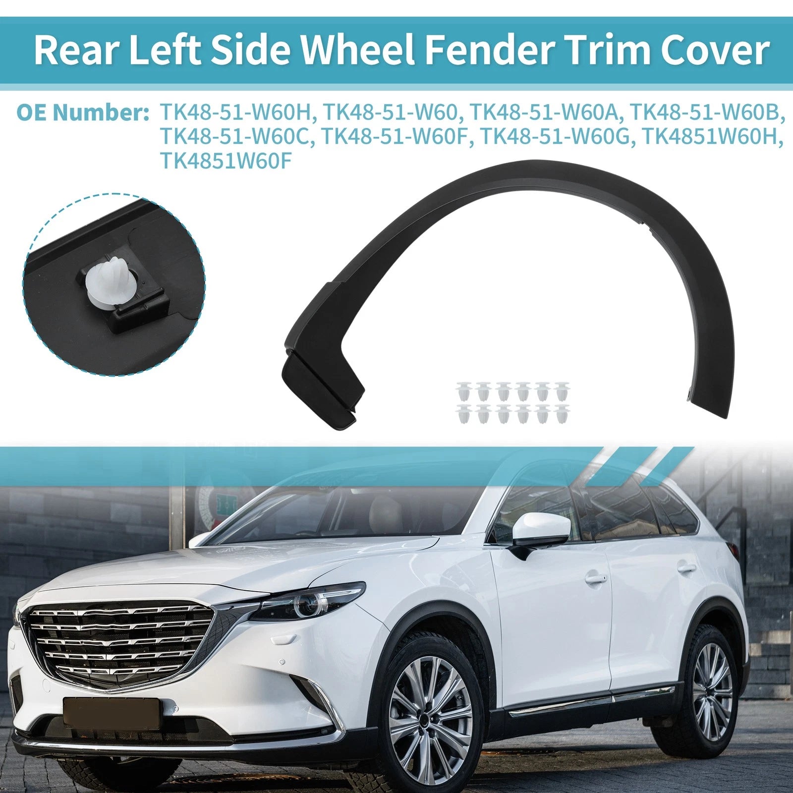 Rear Left Wheel Flare Trim for Mazda CX-9 (2016–2023) TK48-51-W50F