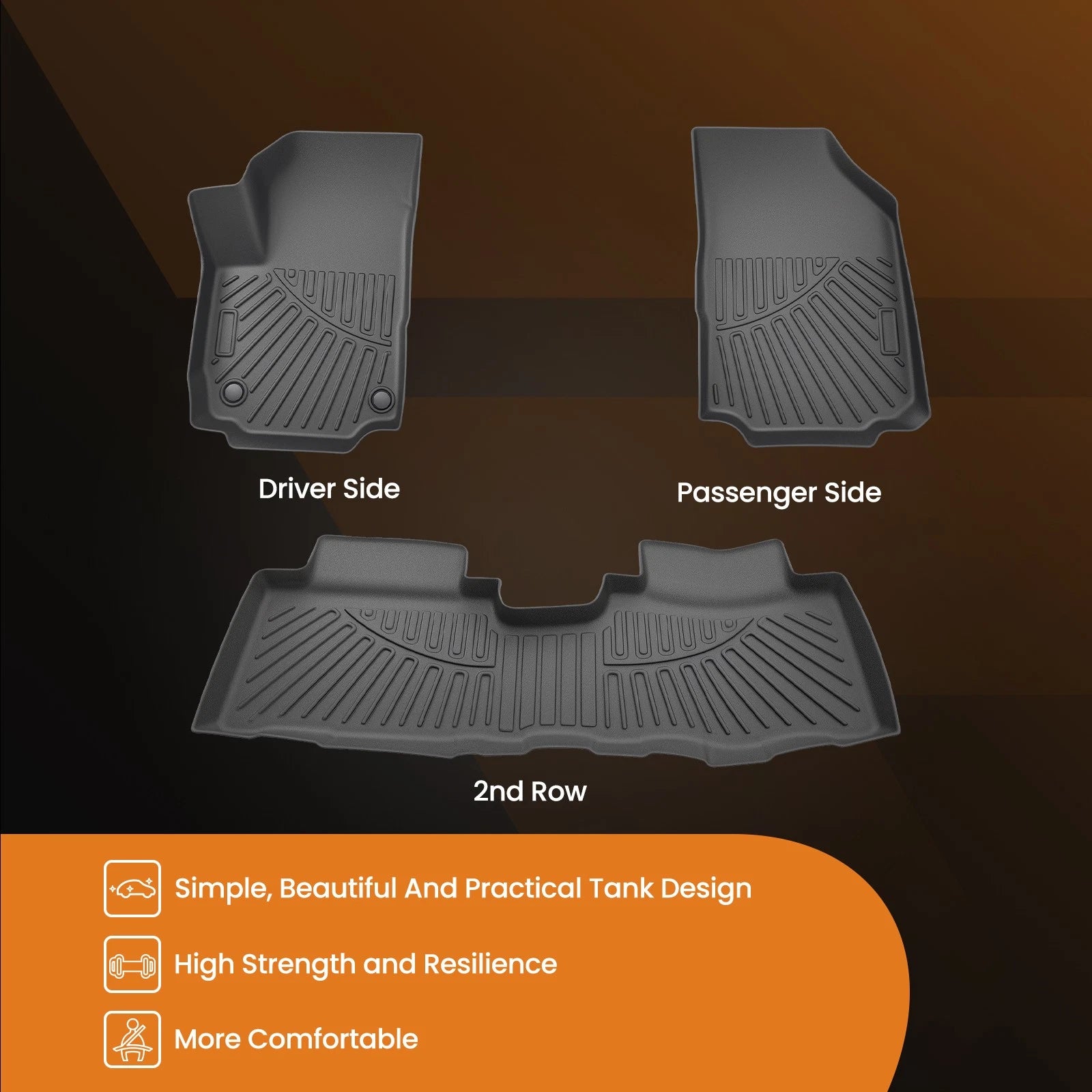 All Weather Floor Mats for GMC Terrain, Chevy Equinox (2018–2025) TPE Anti-Slip